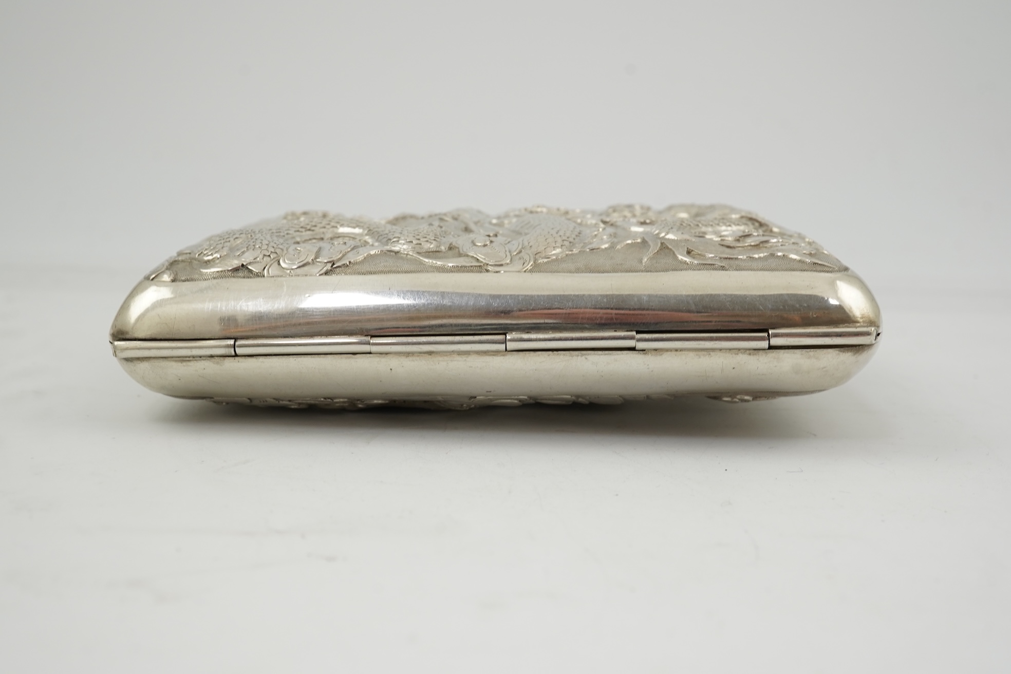 A late 19th/early 20th century Chinese Export silver rectangular cigarette case